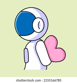 cute astronaut holding love cartoon design