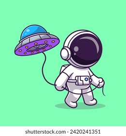 Cute Astronaut Holding Ufo Balloon Cartoon Vector Icon
Illustration. Science Technology Icon Concept Isolated
Premium Vector. Flat Cartoon Style