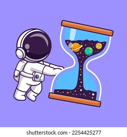Cute Astronaut With Hour Glass Space Cartoon Vector Icon Illustration. Science Technology Icon Concept Isolated Premium Vector. Flat Cartoon Style - Shutterstock ID 2254425277