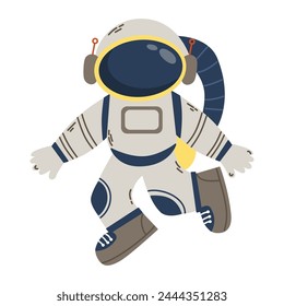 Cute astronaut hovering in space. Vector comics astronaut illustration 