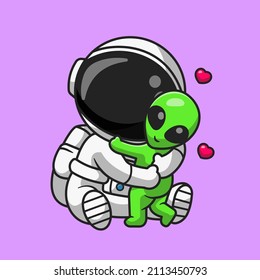 Cute Astronaut Hug Alien Cartoon Vector Icon Illustration.
Science Technology Icon Concept Isolated Premium Vector.
Flat Cartoon Style