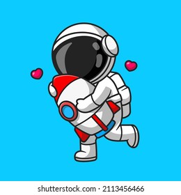 Cute Astronaut Hug Raketenkartoon Vektorsymbol Illustration.
Science Technology Icon Konzept isolierter Premium-Vektorgrafik. flach
Cartoon-Stil