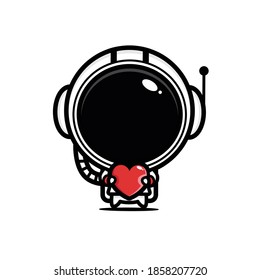 cute astronaut is hugging a heart