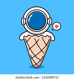 Cute astronaut with ice cream cone cartoon design