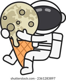 Astronaut mit Eis schmieden. Vektorgrafik im Flachstil.
