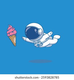 Cute astronaut ice cream vector children's illustration Q version vector cartoon illustration