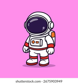 Ilustración linda del astronauta. Dibujos animados de astronauta de diseño plano. Vector Astronauta.