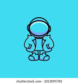 cute astronaut illustration in modern dress cartoon style