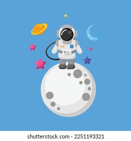 Cute Astronaut Illustration Vector Design