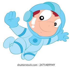 A cute astronaut isolated on white background