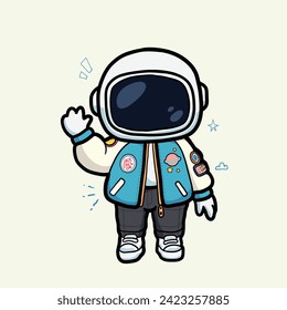 cute astronaut in jacket and hype pants. The design can be used for print needs and digital needs