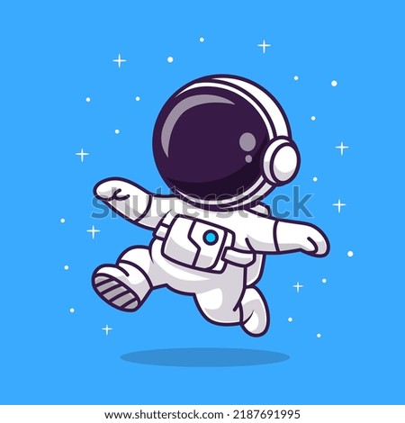 Cute Astronaut Jumping In Space Cartoon Vector Icon Illustration. Science Technology Icon Concept Isolated Premium Vector. Flat Cartoon Style