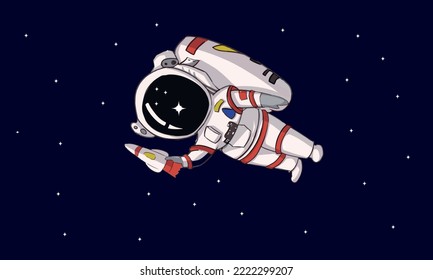 Cute Astronaut Kid Wearing Suit Cartoon Vector Icon Illustration. Technology Science Icon Concept Isolated Premium Vector. Flat Cartoon Style