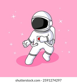 Cute Astronaut in Kung fu Pose, Vector Illustration Cartoon Design 