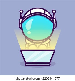 Astronauta mate con ilustración de icono vectorial de portátil