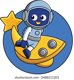 Cute Astronaut Lay On Moon Cartoon Vector Kawaii Icon. Science Technology Illustration