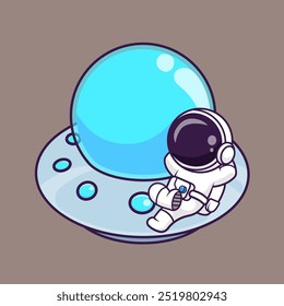 Cute Astronaut Lay On Ufo Cartoon Vector Icon Illustration.
Science Technology Icon Concept Isolated Premium Vector.
Flat Cartoon Style