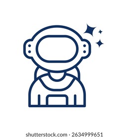 Cute Astronaut Line Icon. Editable Stroke Astronaut Outline Sign
