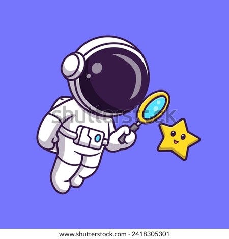 Cute Astronaut Looking Star With Magnifying Glass Cartoon
Vector Icon Illustration. Science Technology Icon Concept
Isolated Premium Vector. Flat Cartoon Style