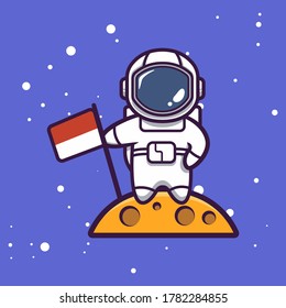 Cute astronaut mascot design illustration