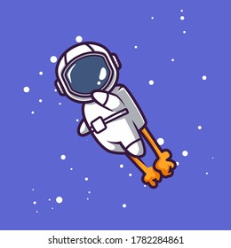 Cute astronaut mascot design illustration