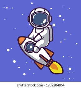 Cute astronaut mascot design illustration