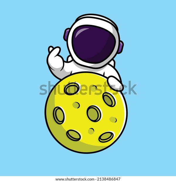 Cute Astronaut With Moon Cartoon Vector Icon\
Illustration. Science Technology Icon Concept Isolated Premium\
Vector. Flat Cartoon\
Style