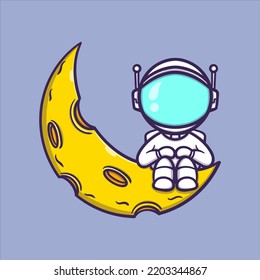 Astronauta mate con ilustración de icono del vector de la luna