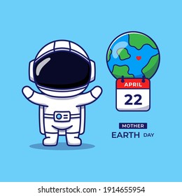 Cute astronaut with mother earth day greeting