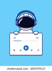 Cute astronaut with music player interface