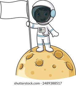 Cute astronaut on the moon vector illustration