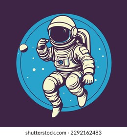 Cute astronaut on planet cartoon vector illustration Science and technology future icon