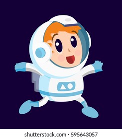 Cute Astronaut on the Space . Isolated Vector Elements