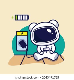 cute astronaut panda vector illustration