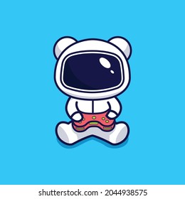 cute astronaut panda vector illustration