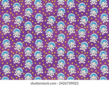 Cute astronaut pattern, children's print, for children's backgrounds and fabrics