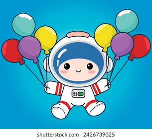 Cute astronaut pattern, children's print, for children's backgrounds and fabrics