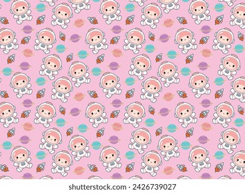 Cute astronaut pattern, children's print, for children's backgrounds and fabrics