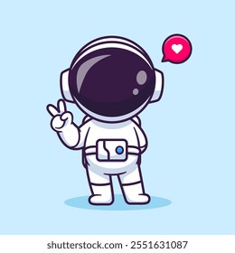 Cute Astronaut Peace Hand Cartoon Vector Icon Illustration. 
Science Technology Icon Concept Isolated Premium Vector. 
Flat Cartoon Style 