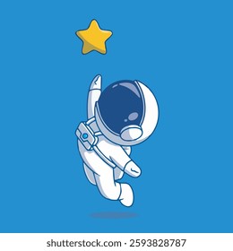 Cute astronaut pick stars vector children's illustration Q version vector cartoon illustration