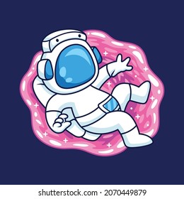 Cute astronaut with pink hole cartoon