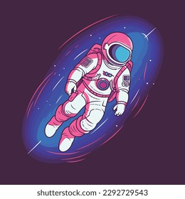 Cute astronaut in planet space cartoon vector illustration science technology future icon