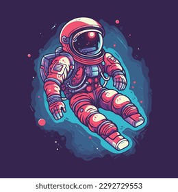 Cute astronaut in planet space cartoon vector illustration science technology future icon