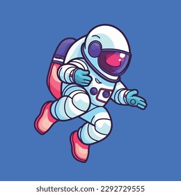 Cute astronaut in planet space cartoon vector illustration science technology future icon