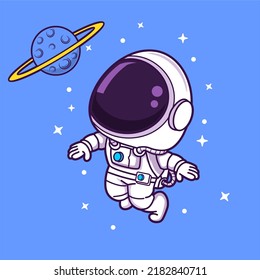 cute Astronaut and planet vector illustration