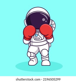 Cute Astronaut play boxing Cartoon Illustration Vector file. Isolated Premium Vector icon, every object is on separated layer. Flat Cartoon Style