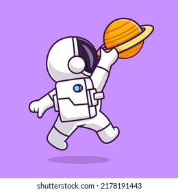 Cute Astronaut spielen Korb Planet Cartoon Vektorsymbol Illustration Science Sport Icon Konzept isoliert Premium Vektorgrafik. Flachbildkartonstil