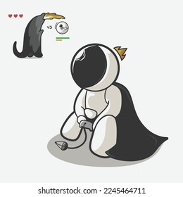cute astronaut playing games art illustration