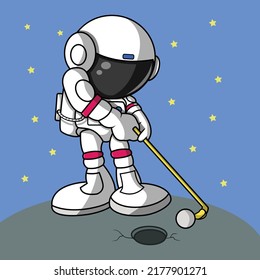 un astronauta lindo está jugando golf