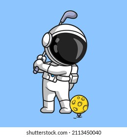 Cute Astronaut Playing Golf Moon Cartoon Vector Icon Illustration.
Technology Sport Icon Concept Isolated Premium Vector. Flat
Cartoon Style